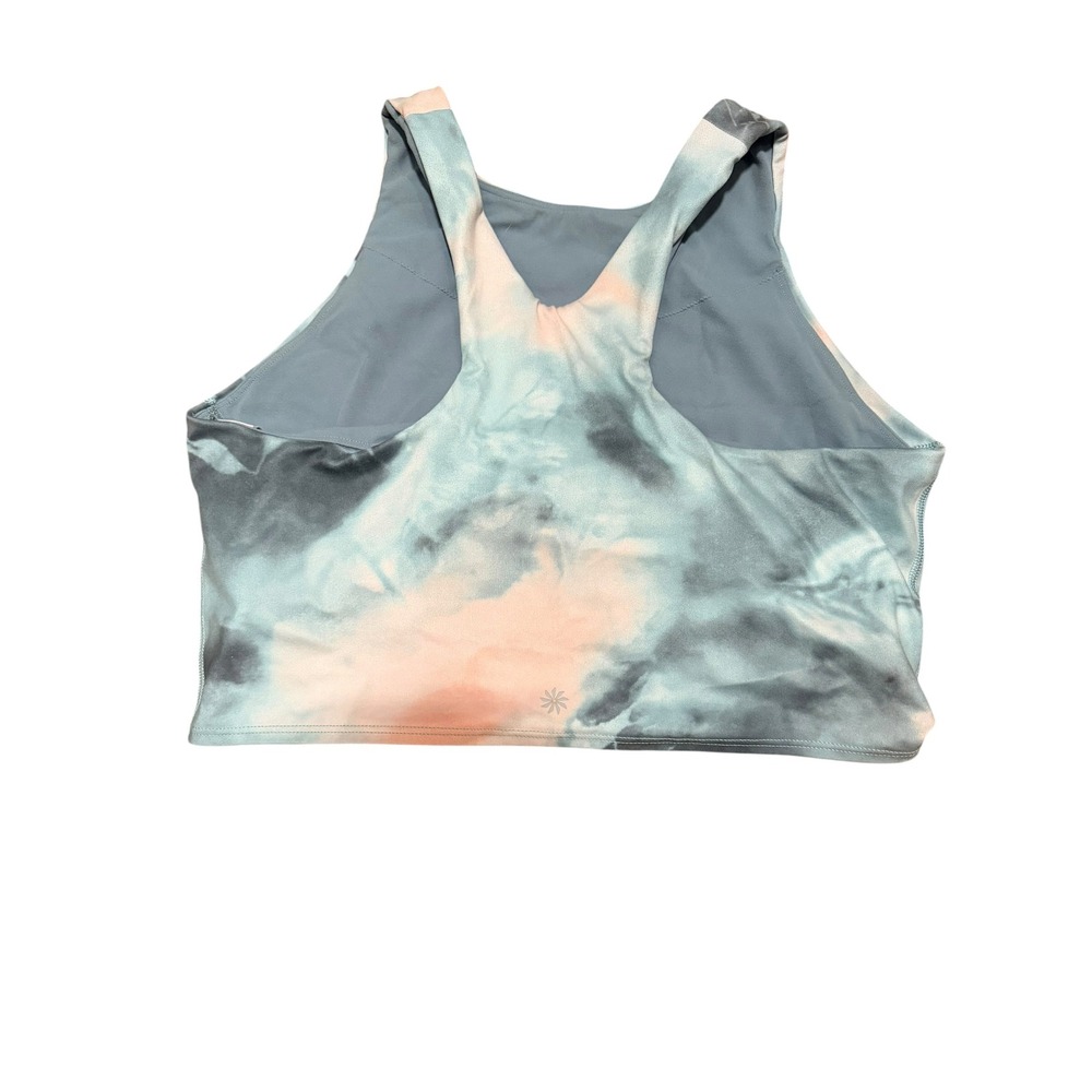 Athleta Size Large Crop Bra Sports Bra Tank Blue Peach Tie Dye - Picture 2 of 5